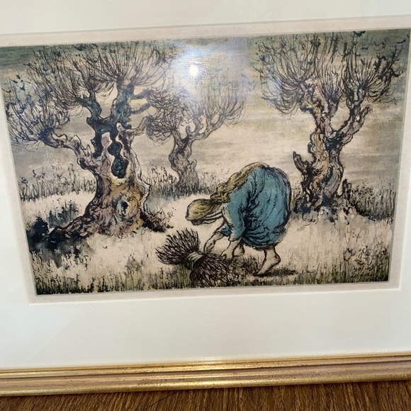 Zvi Livni Wood Gather Landscape Israel Lithographs Israel Print Wall Art Vintage